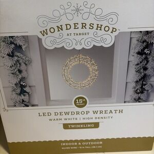 Wondershop Christmas 15" Diameter LED Light Up Clear Dewdrop Wreath Plug In